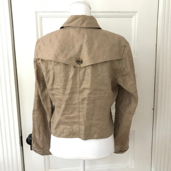 Alfani Gold Metallic Linen Crop Jacket - Picture 3 of 5